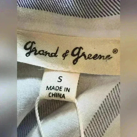 NWT Grand & Greene Top | Blue and White Striped | Short Sleeve | Small - Picture 5 of 9